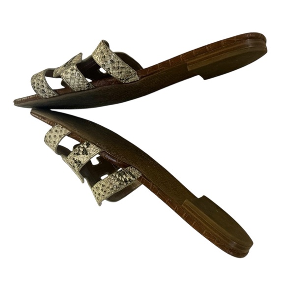 Sam Edelman Snakeskin Slide Sandals with Bold Logo - Picture 4 of 5